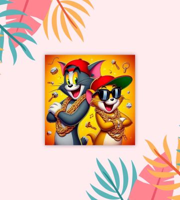 Cartoon Fridge Magnet for Kids  Gift and Decoration  Attractive Cartoon Theme Magnet for Indoor Decoration  Home & Kitchen Decor Stickers (Tom & Jerry 3)